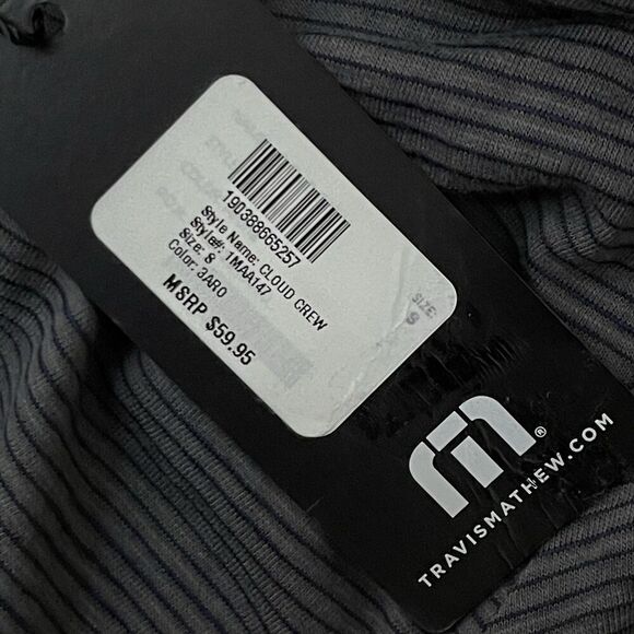 TRAVIS MATHEW Cloud Tee Shirt Size Small Gray Striped NEW V-Neck Casual Golf - Picture 6 of 8